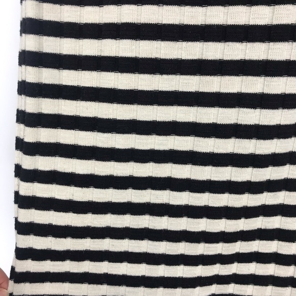 Forever 21 Ribbed Striped Bodycon Dress Mock Neck Black Cream Minimalist Chic M - Picture 4 of 9